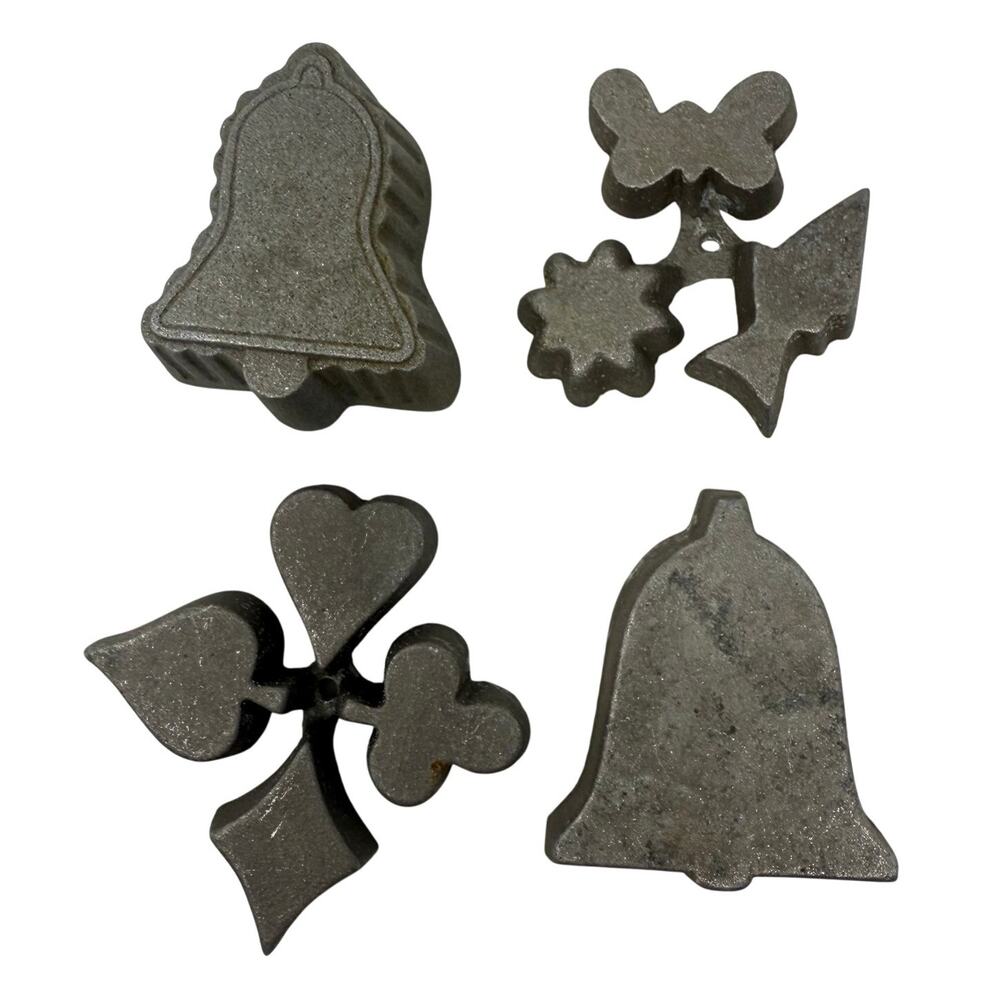 Vintage 70s Cast Iron Rosette Molds Kalikus Hirco Set of 4 Made in USA